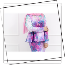 Load image into Gallery viewer, Peplum Dress - Printed Galaxy